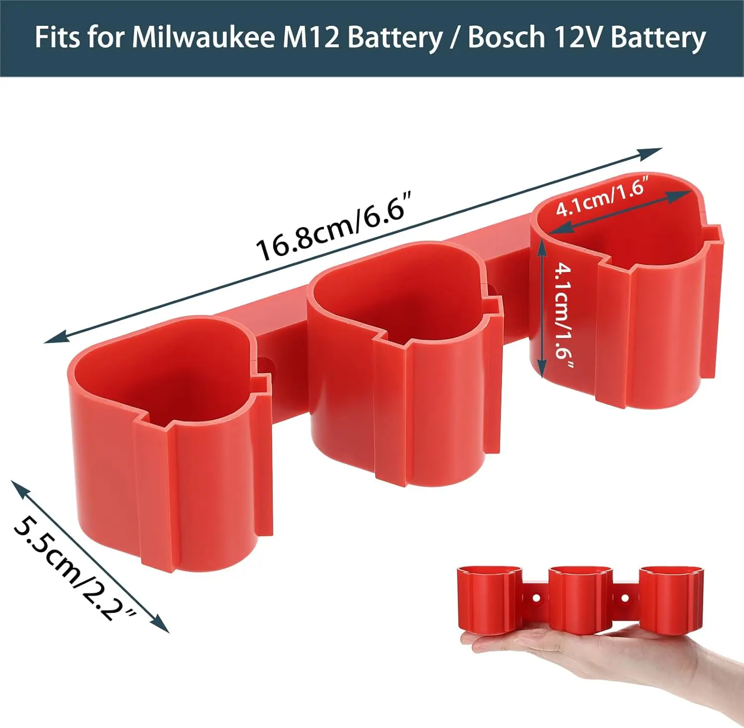 Soporte de pared para baterías Makita Milwaukee Bosch con ranuras - imagen 4
