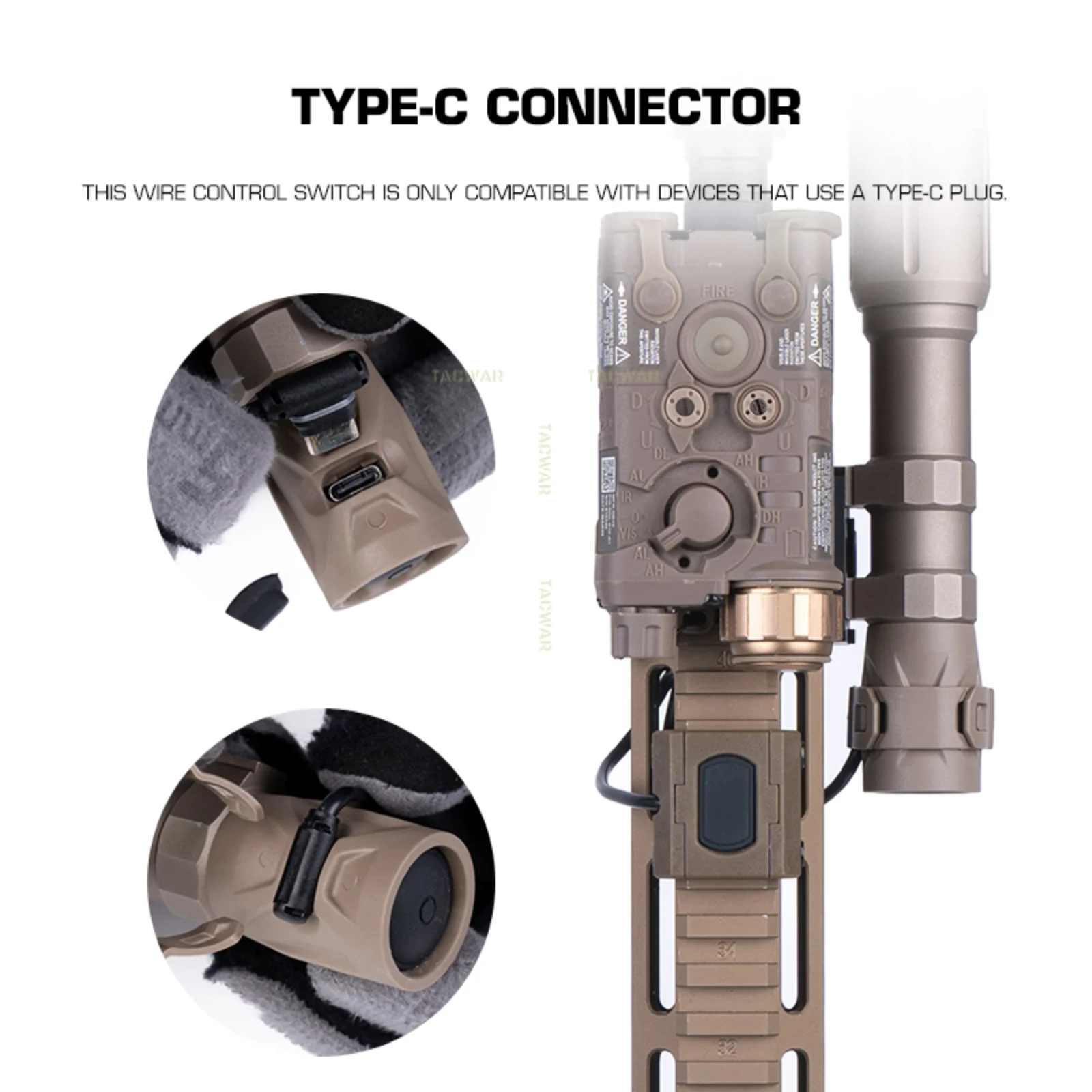Interruptor táctico MOD con cable USB‑C, botón de presión ligero - imagen 3