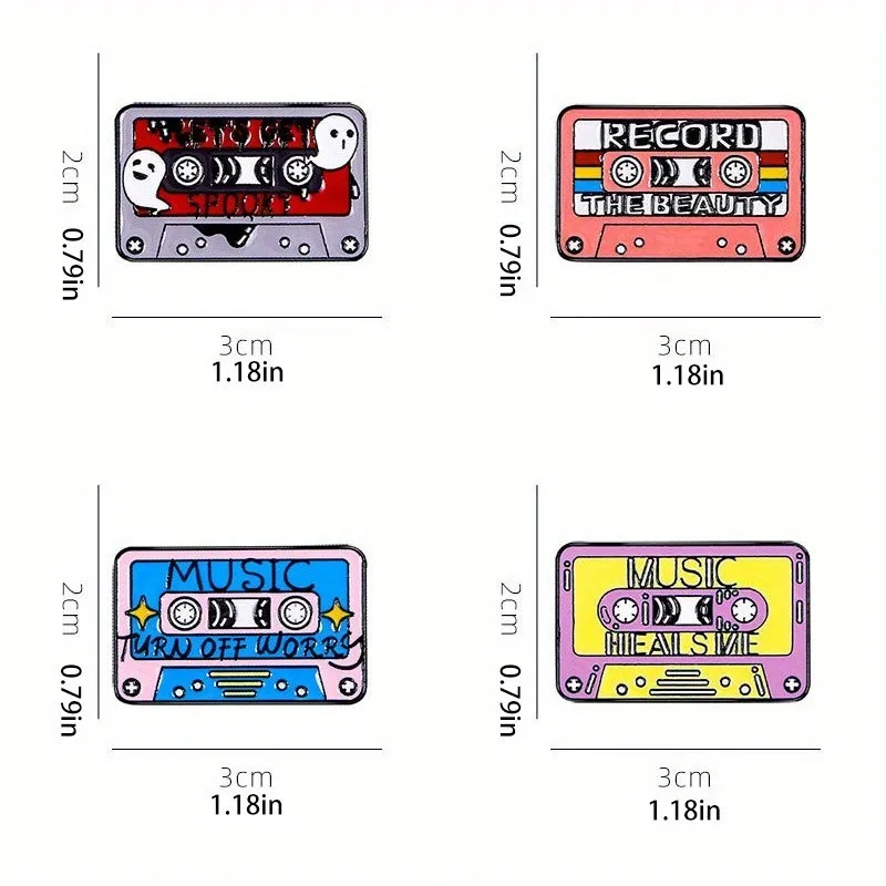 Alfileres esmaltados retro cinta de casete para solapa, broches