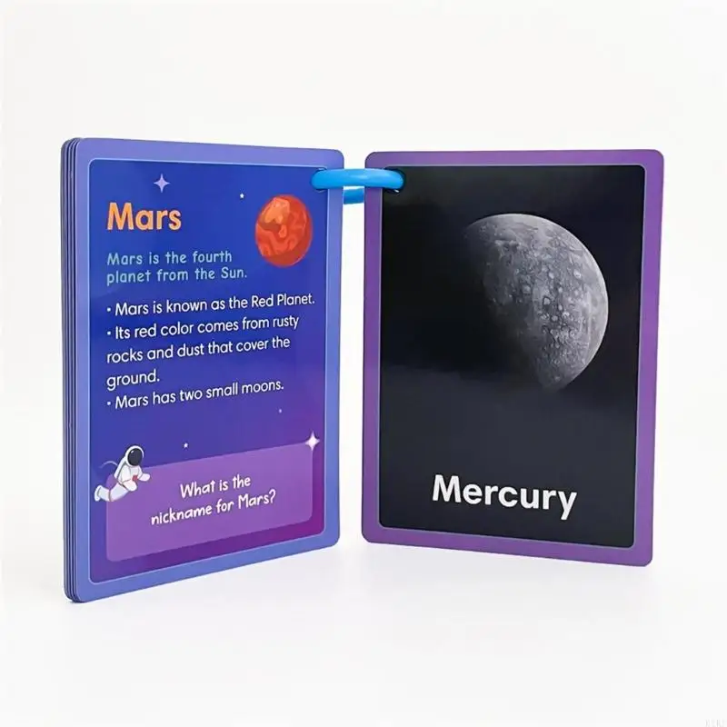 Tarjetas flash educativas espacial para aprender inglés en aula