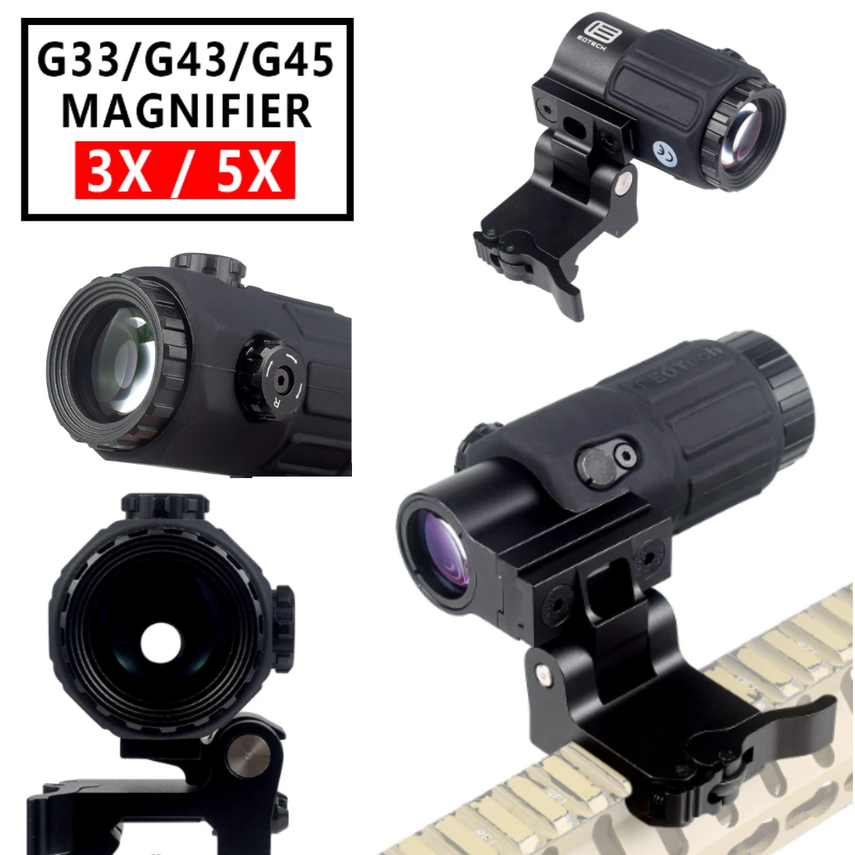 Magnificador táctico 3x/5x con montura QD para riel de 20 mm - imagen 2