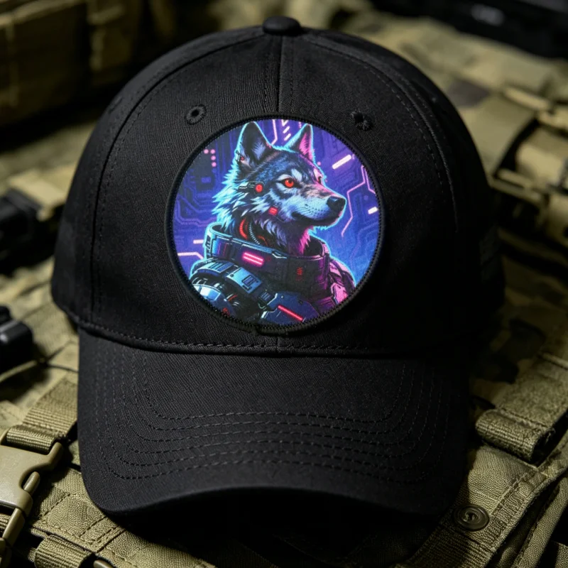 Parche táctico Cyberpunk Wolf con gancho y bucle para mochila - imagen 2