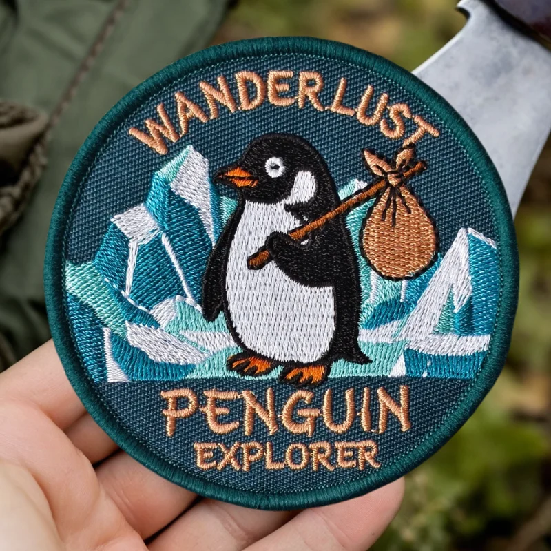 Parche bordado táctico PENGUIN EXPLORER con velcro para chaleco - imagen 3