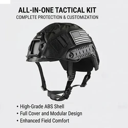 Casco táctico Fast PJ ABS con almohadillas y funda protectora