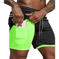 Pantalones cortos secado rápido doble capa para correr, fitness