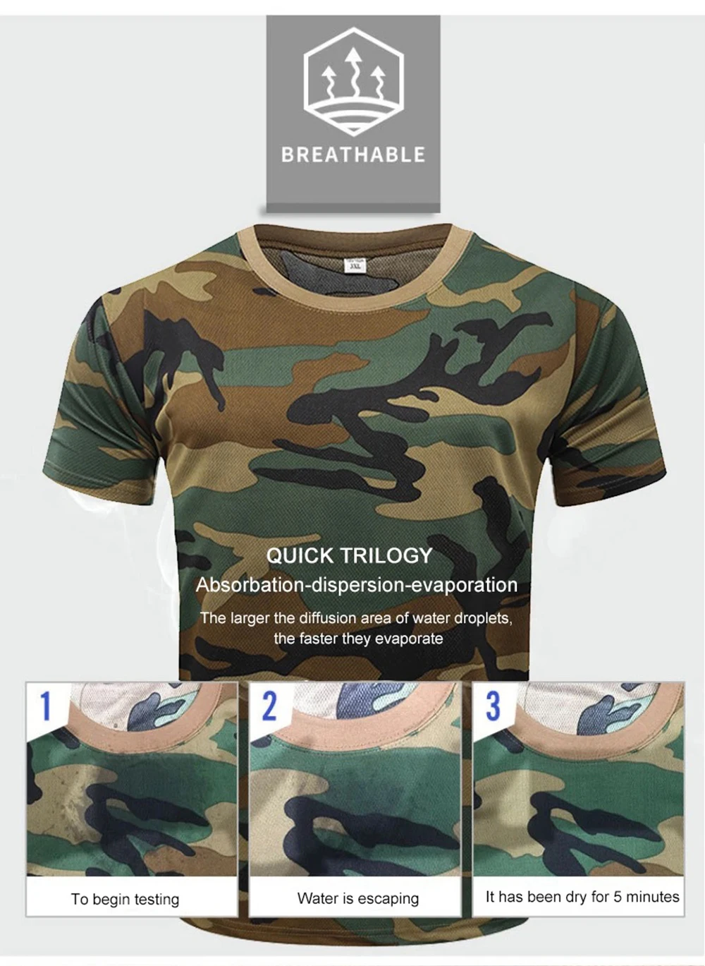 Camiseta de camuflaje en uso al aire libre