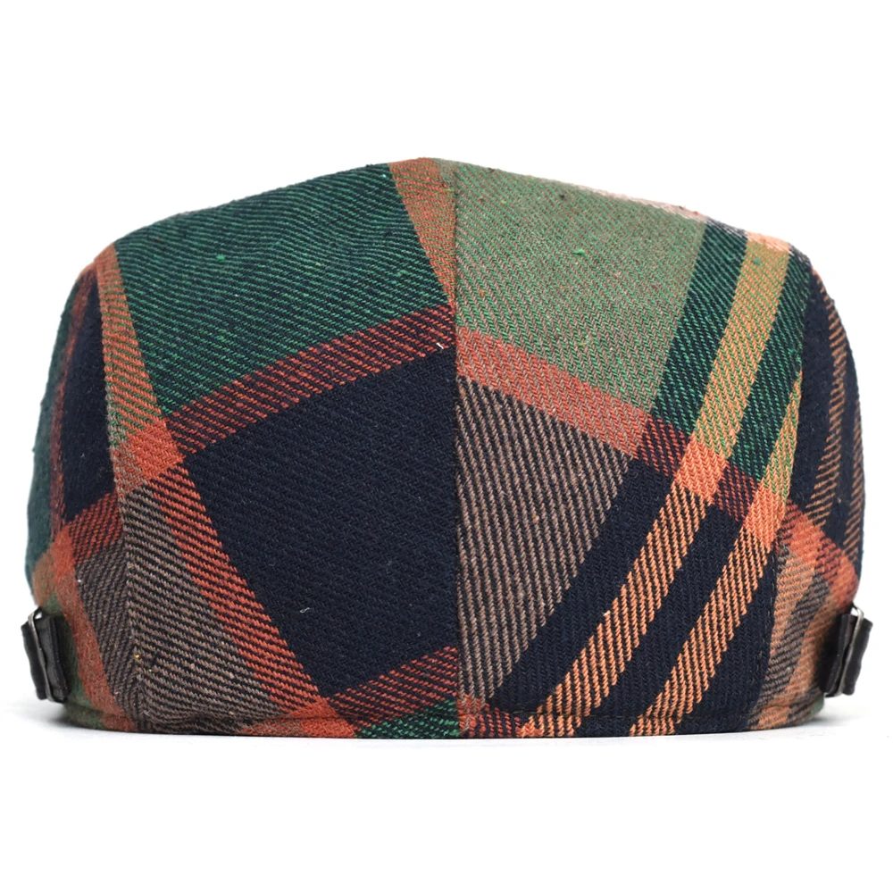 Gorra newsboy vintage a cuadros con visera ajustable plana - imagen 3