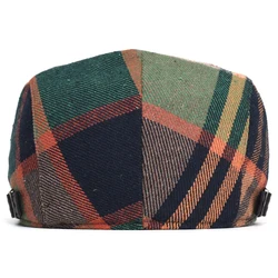 Gorra newsboy vintage a cuadros con visera ajustable plana