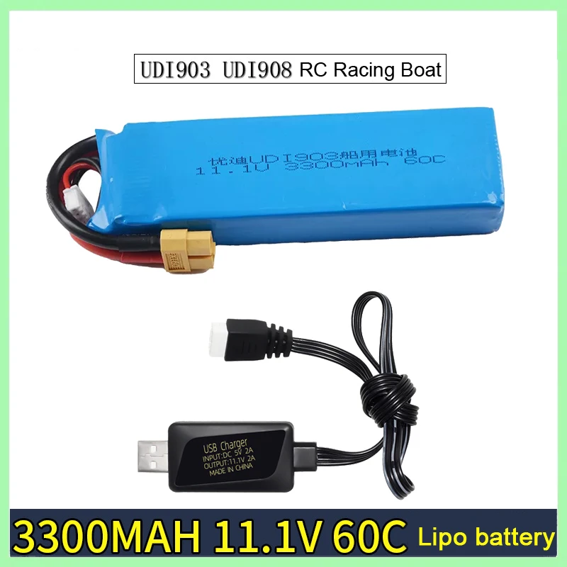 Batería LiPo 11,1 V 3S con conector XT60 para barco RC UDI903