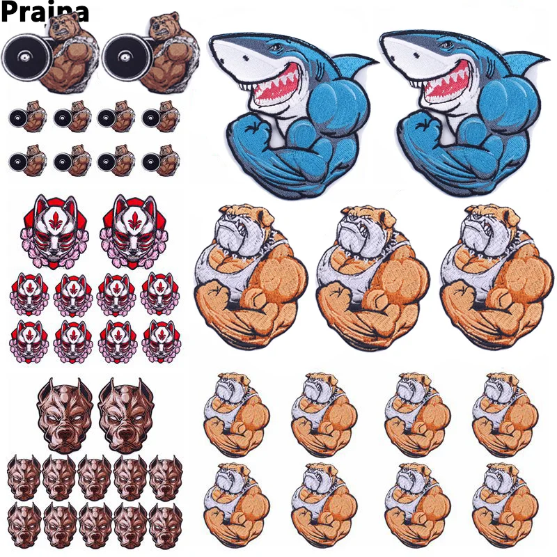 Prajna Parche bordado oso punk musculoso para planchar - imagen 3