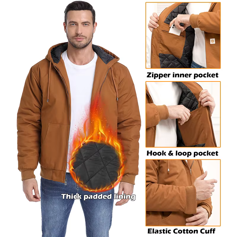 Chaqueta táctica de invierno – Acolchada con capucha para hombre - imagen 5