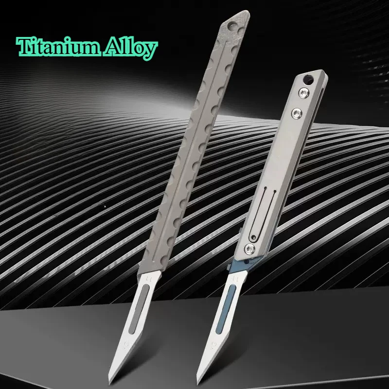 Cuchillo mini de aleación de titanio para llavero, multipropósito