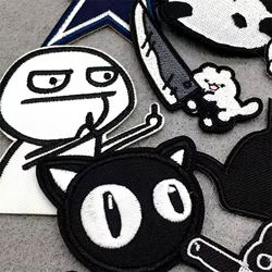 Parche bordado termoadhesivo dibujos animados – Blanco negro