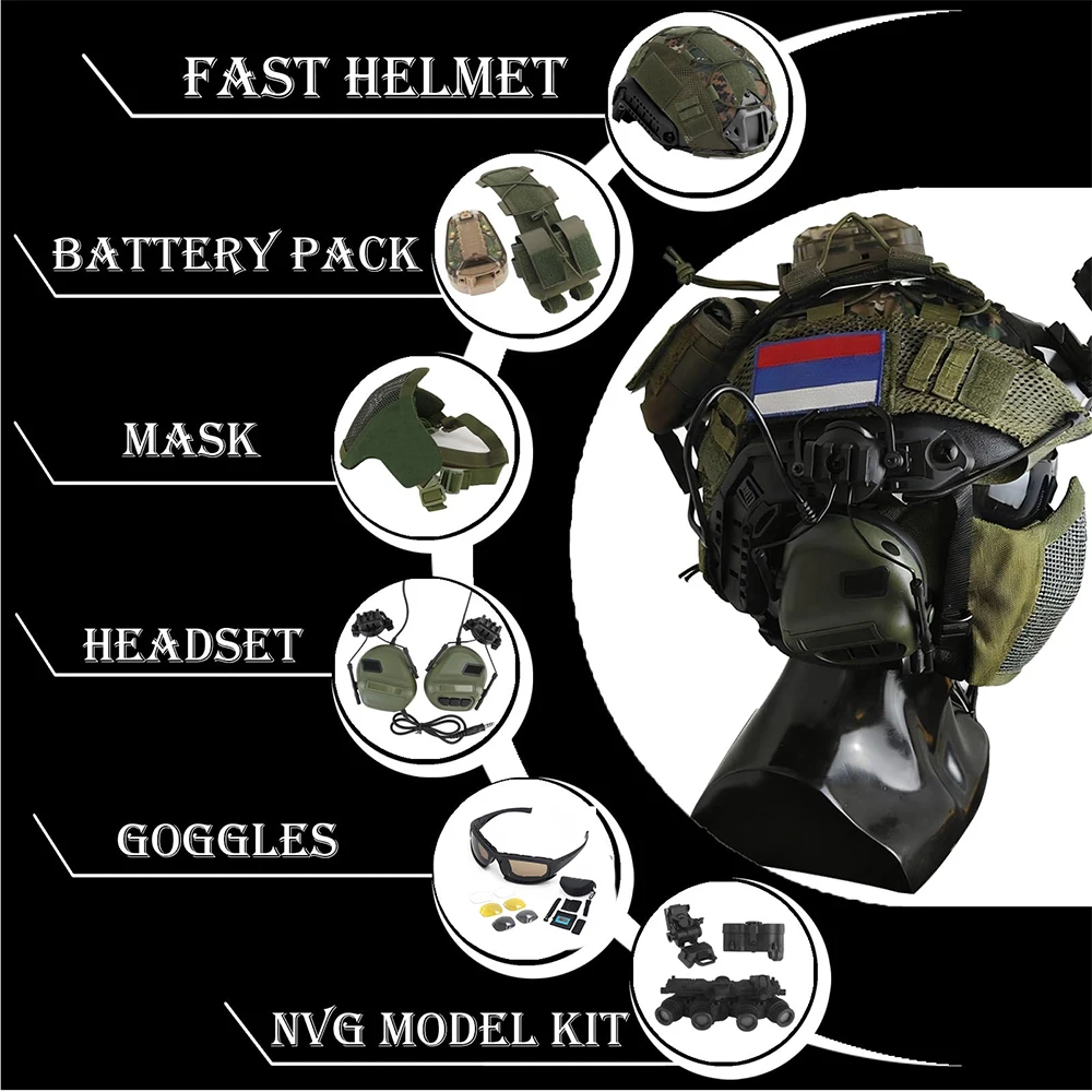 Casco táctico FAST Airsoft con malla de acero para paintball - imagen 3