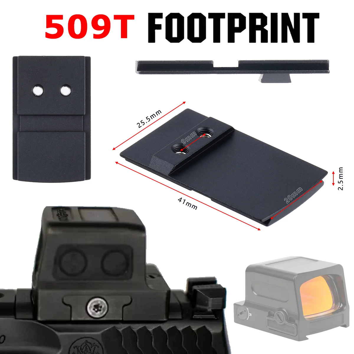Tactical Optics 509T: adaptador para punto rojo Glock no MOS - imagen 4