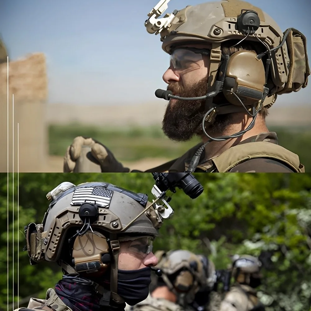 Casco táctico Airsoft negro rápido con auriculares y cubrecuello - imagen 3