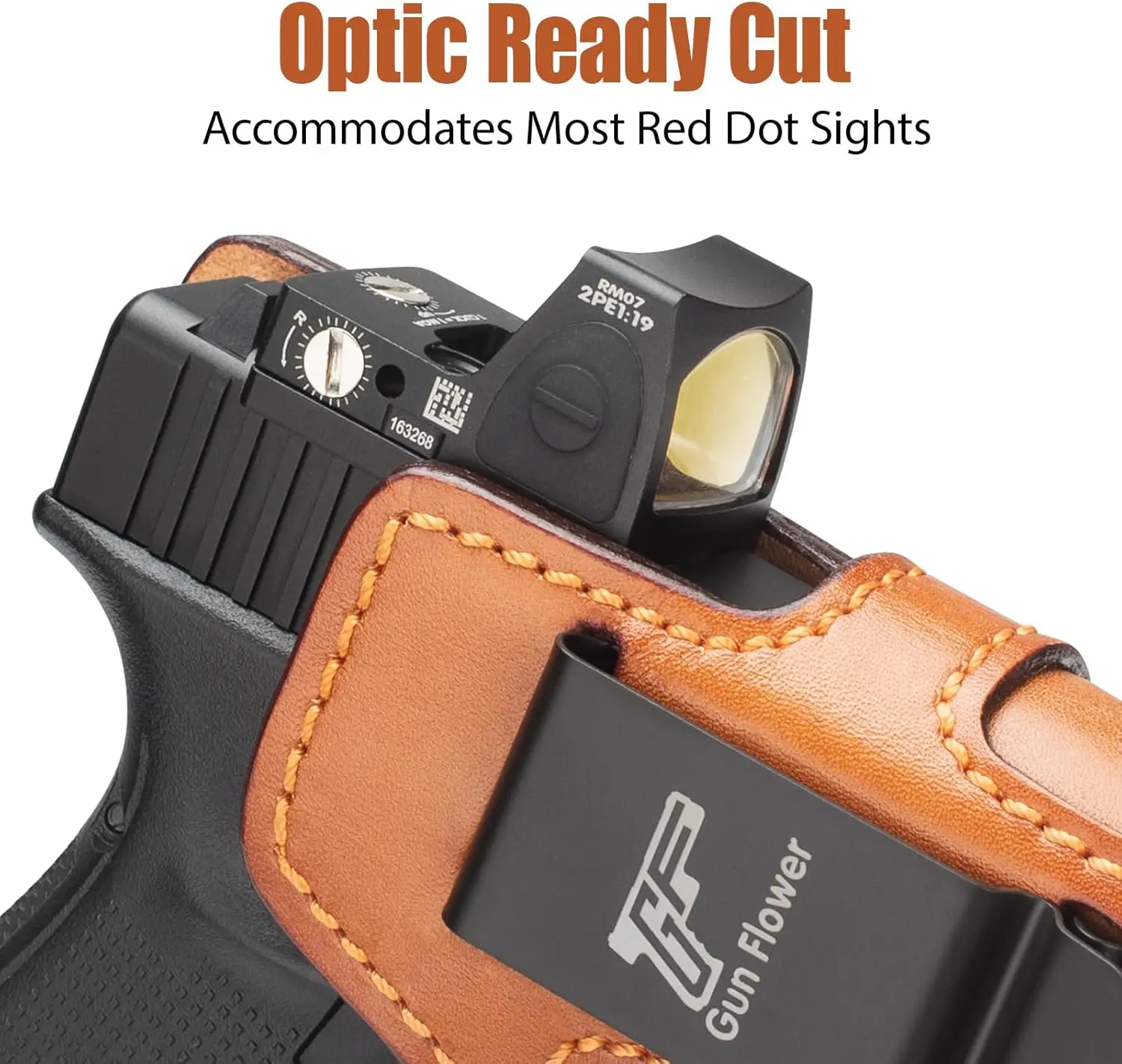 Funda IWB de cuero Glock para uso diestro, compatible MOS/RXM - imagen 5