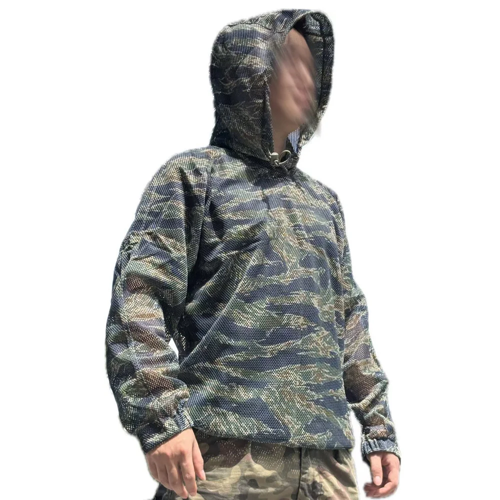 Chaqueta táctica capucha mesh ligera transpirable ghillie camuflaje - imagen 4