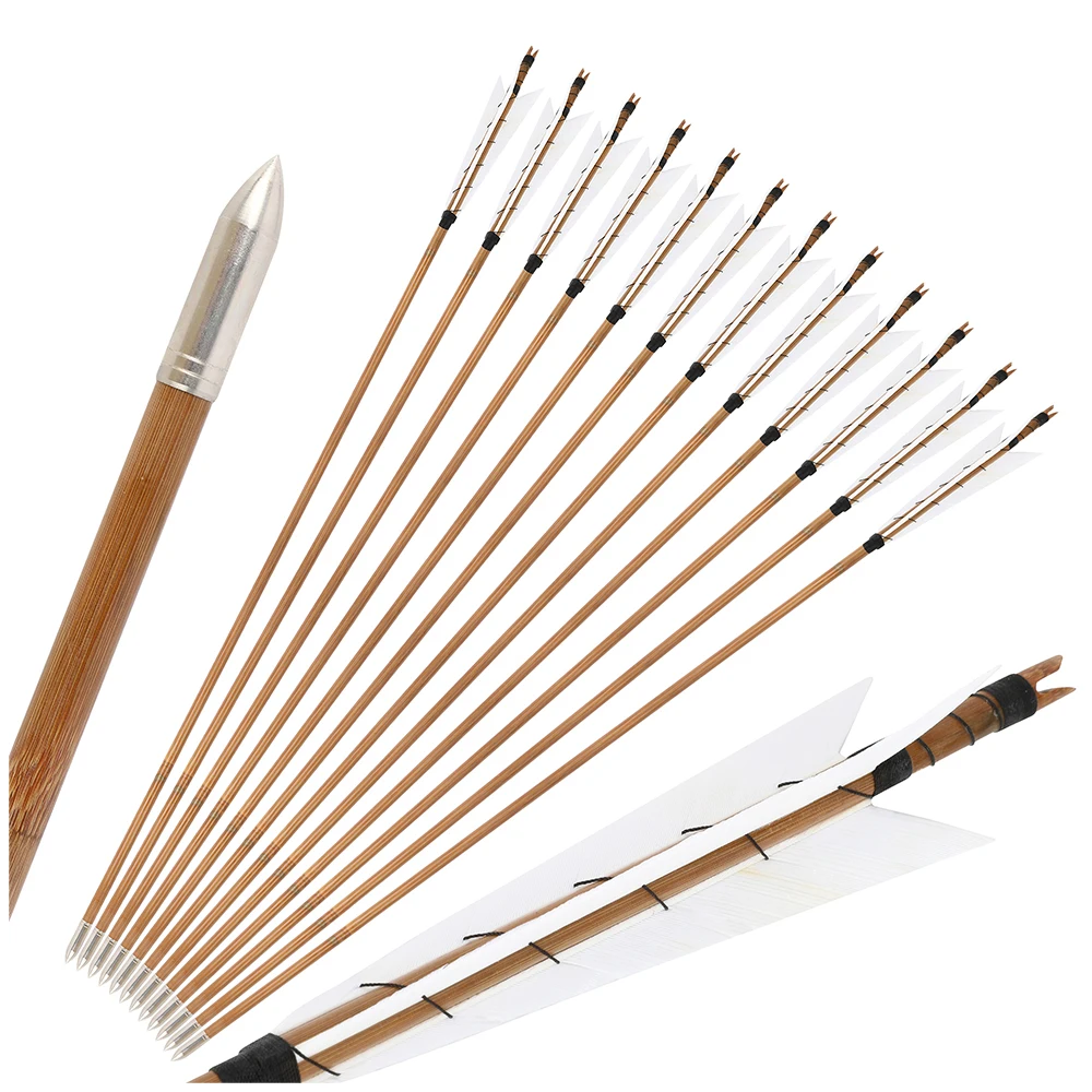 Flechas de bambú y plumas naturales para tiro con arco tradicional - imagen 5