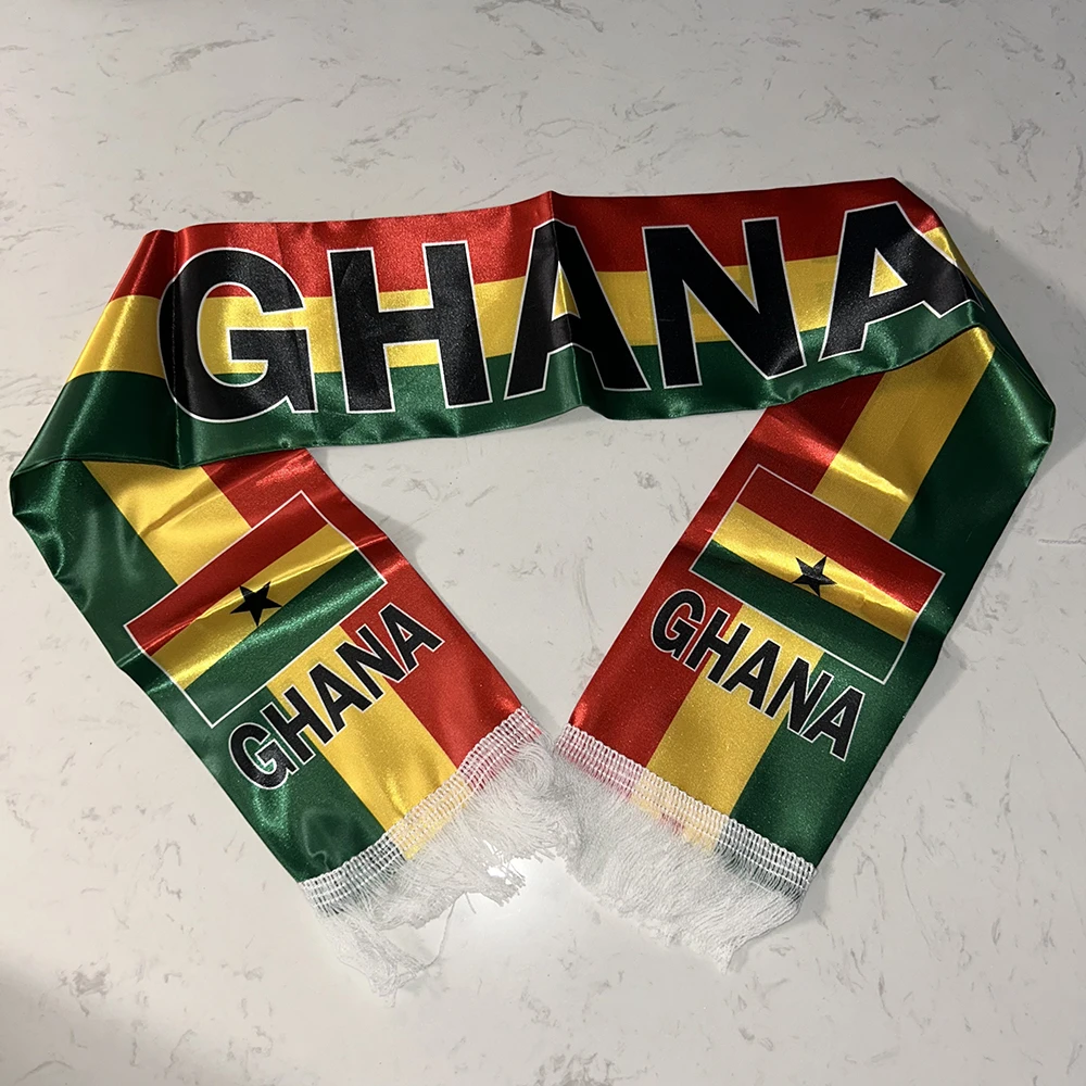 Bufanda Ghana fútbol doble cara satén con borlas - imagen 3