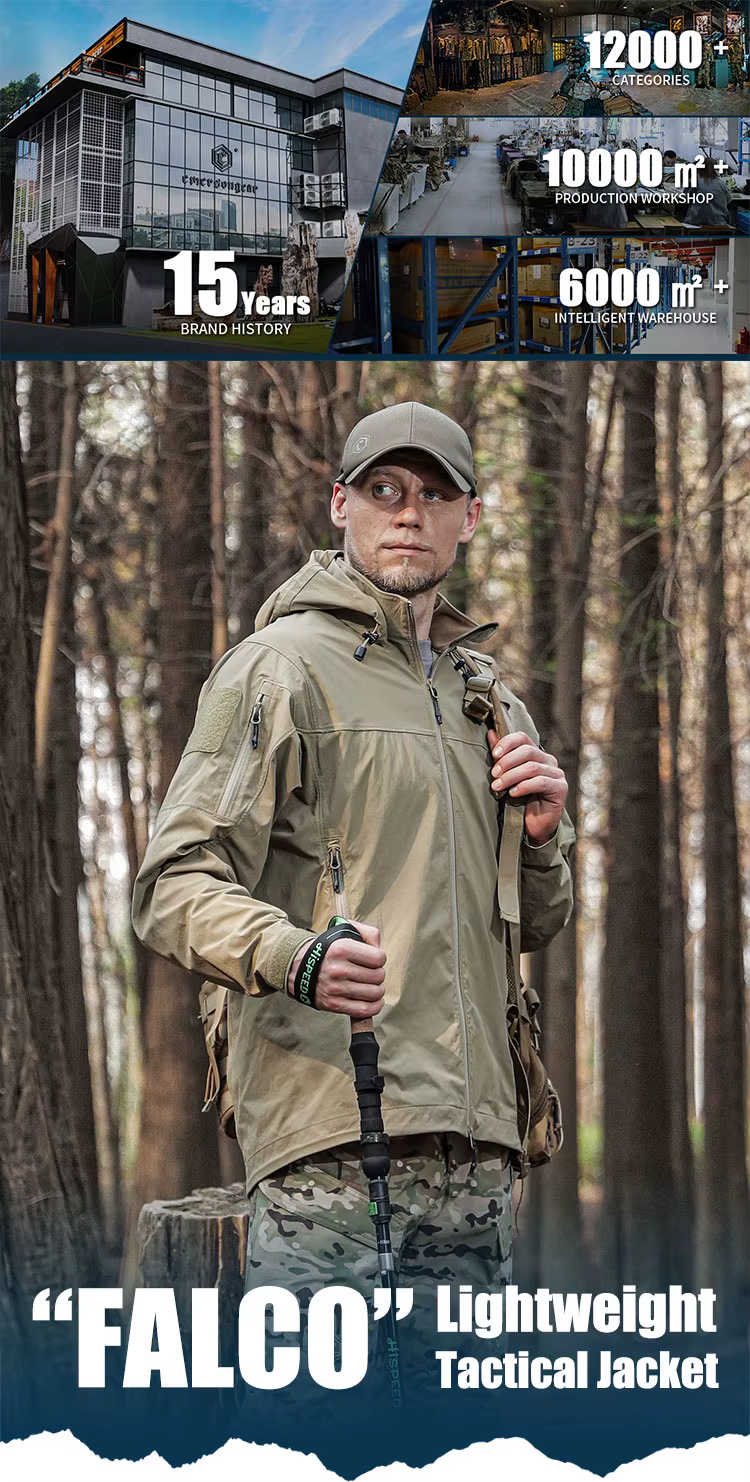 Vista frontal de la chaqueta táctica Emersongear BlueLabel Falco