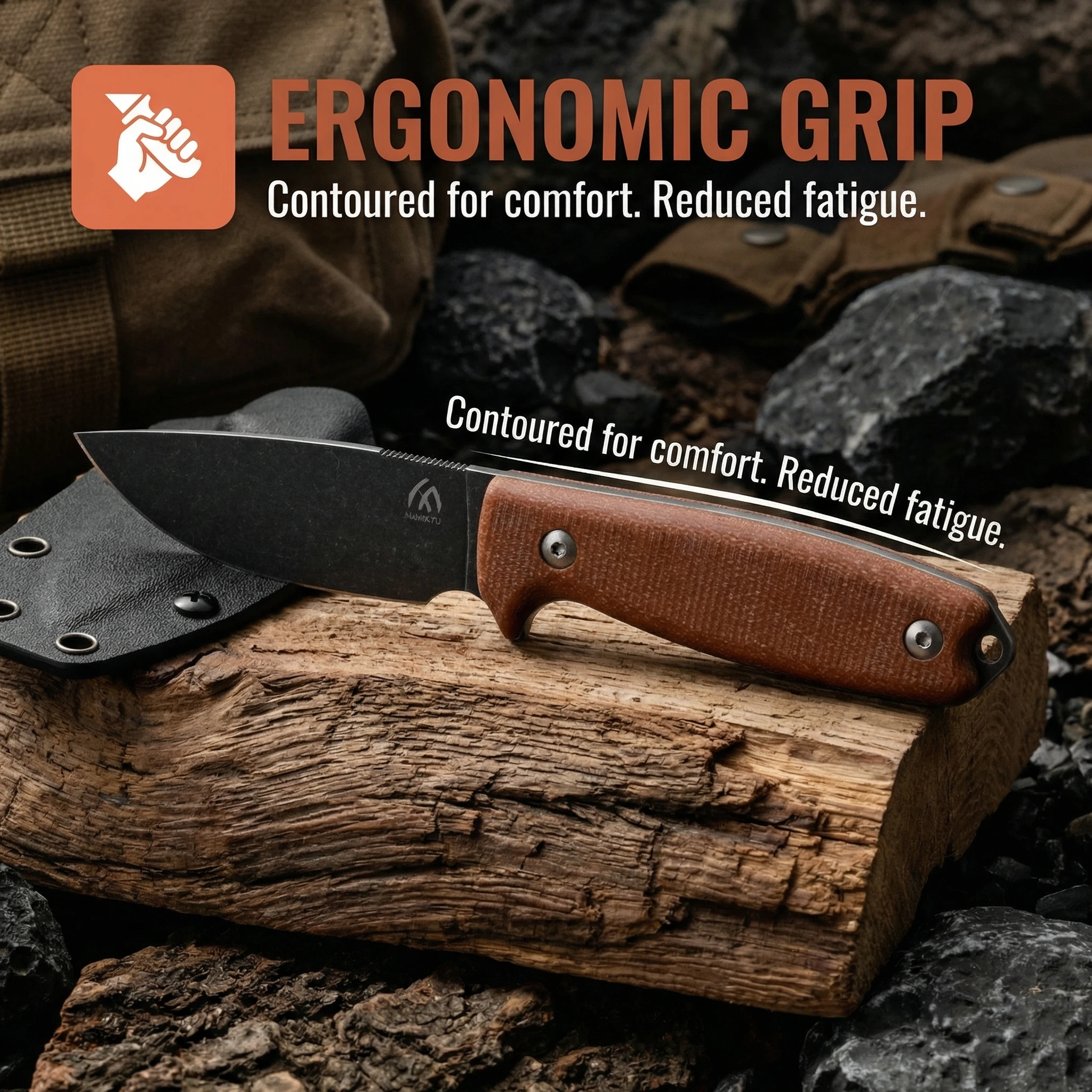 Cuchillo fijo táctico con funda para outdoor y supervivencia - imagen 4