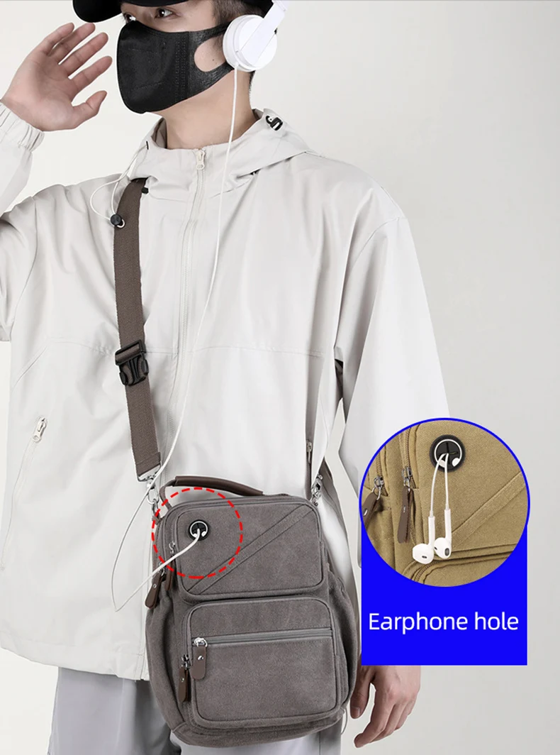 Mochila de lona Scione mostrando su capacidad interior y compartimentos