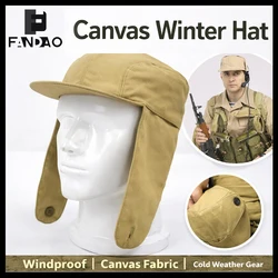 Gorro táctico de lona con orejeras a prueba de viento invierno