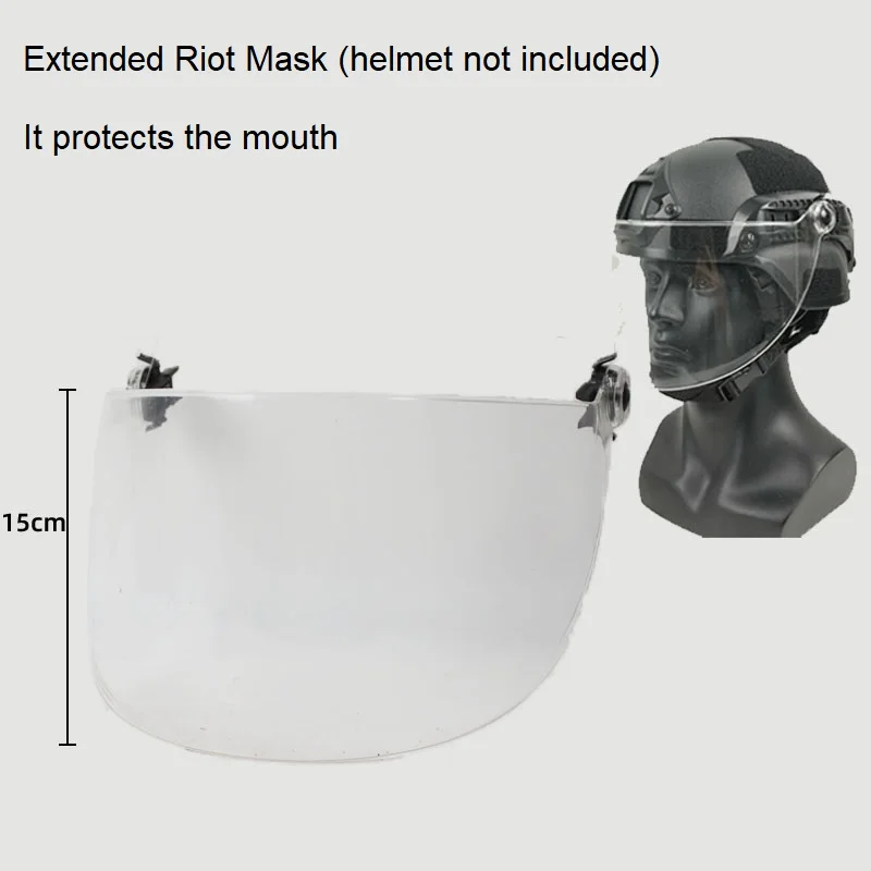 Máscara facial táctica transparente antiviento para casco airsoft