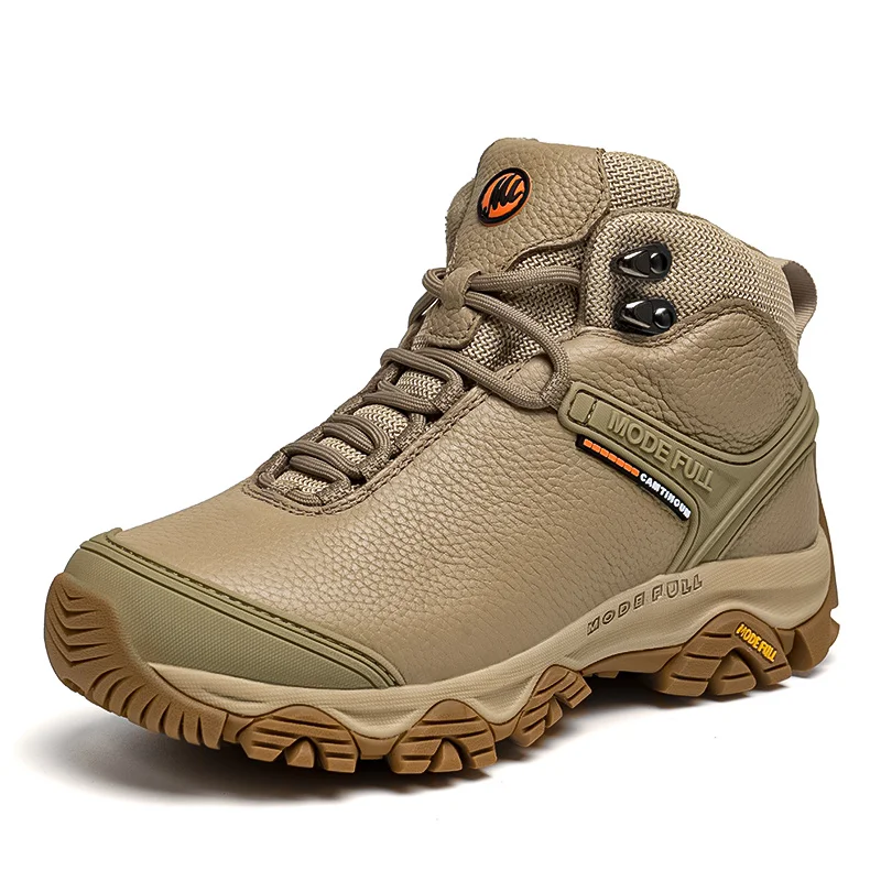 Botas de trekking impermeables cuero vaca hombre montaña invierno
