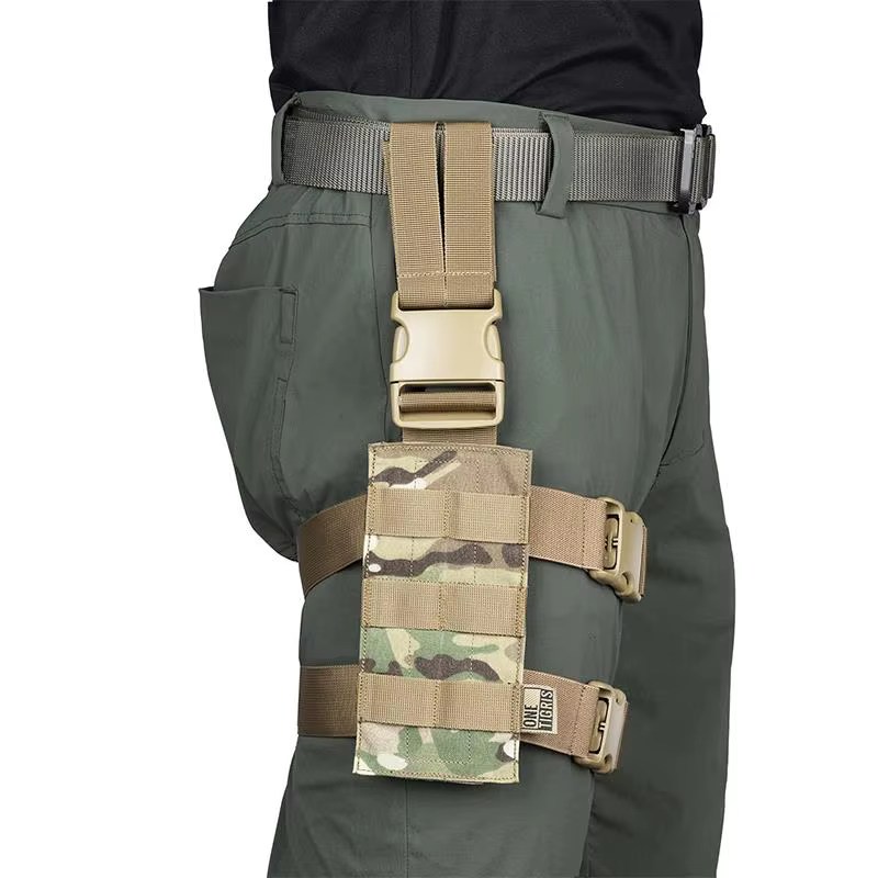 OneTigris funda táctica MOLLE para pistola muslo diestro