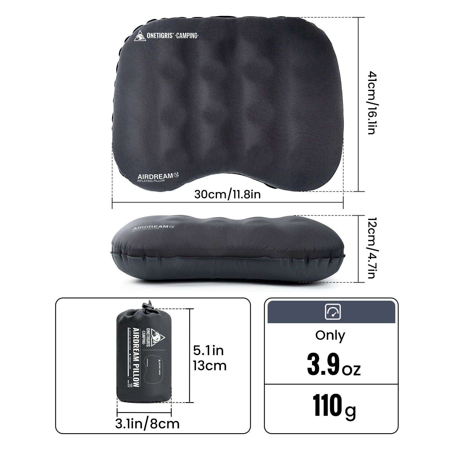 OneTigris Airdream almohada inflable ultraligera de camping - imagen 2