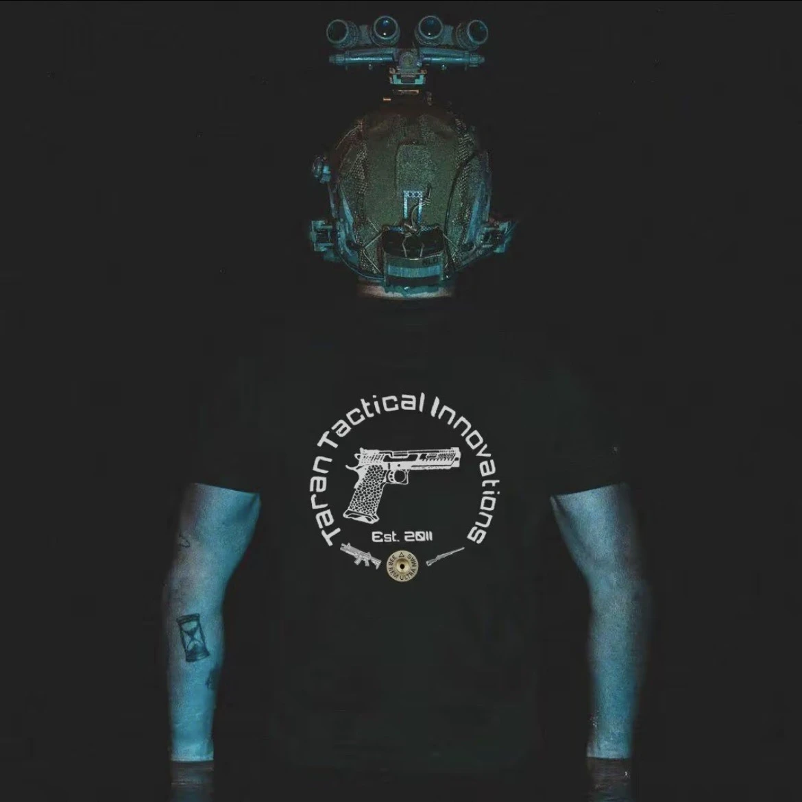 Camiseta táctica de algodón manga corta con estampado y cuello redondo - imagen 3
