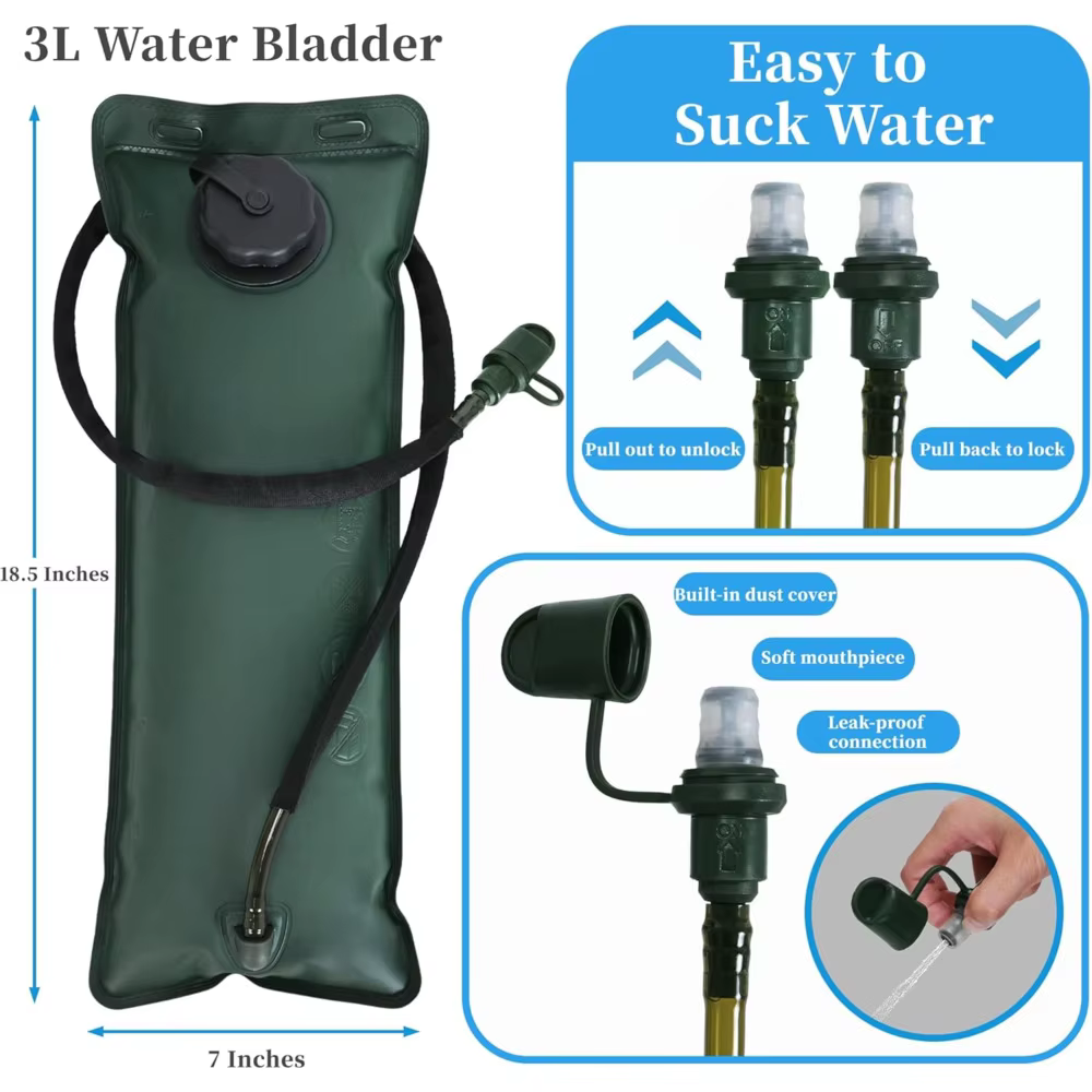 Mochila táctica MOLLE para hidratación con bolsa de agua - imagen 5
