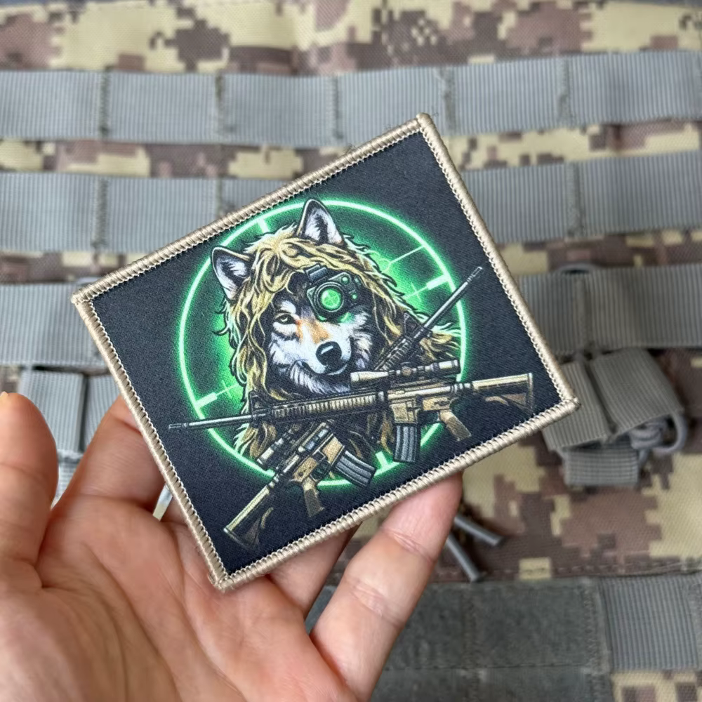 Parche militar lobo moral con velcro gancho y bucle para ropa - imagen 4