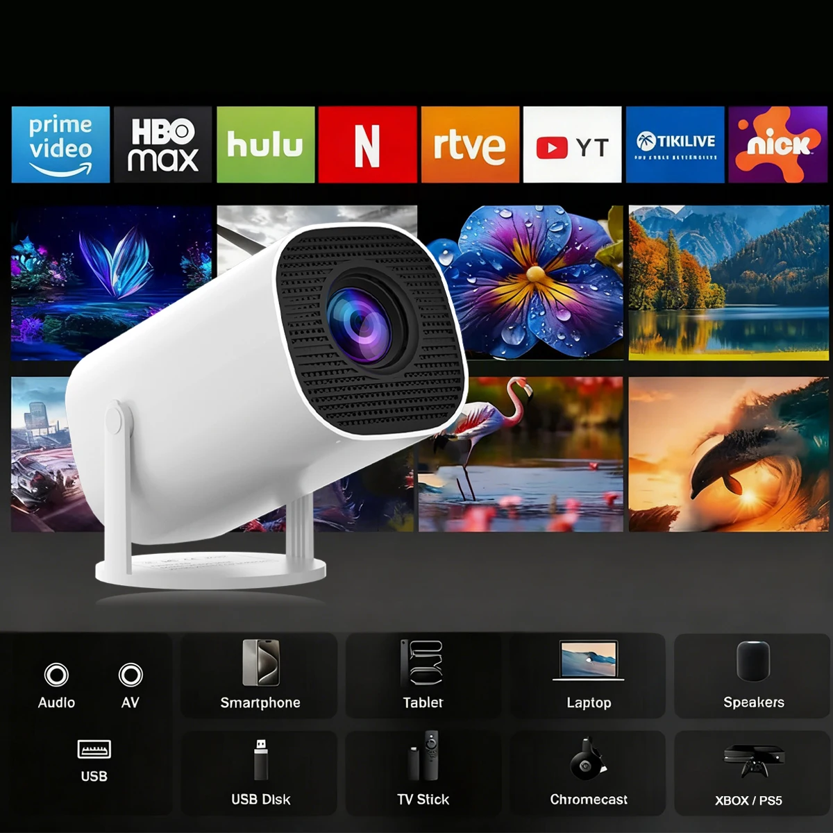 Mini proyector portátil SHXI para ver contenido en casa o al aire libre