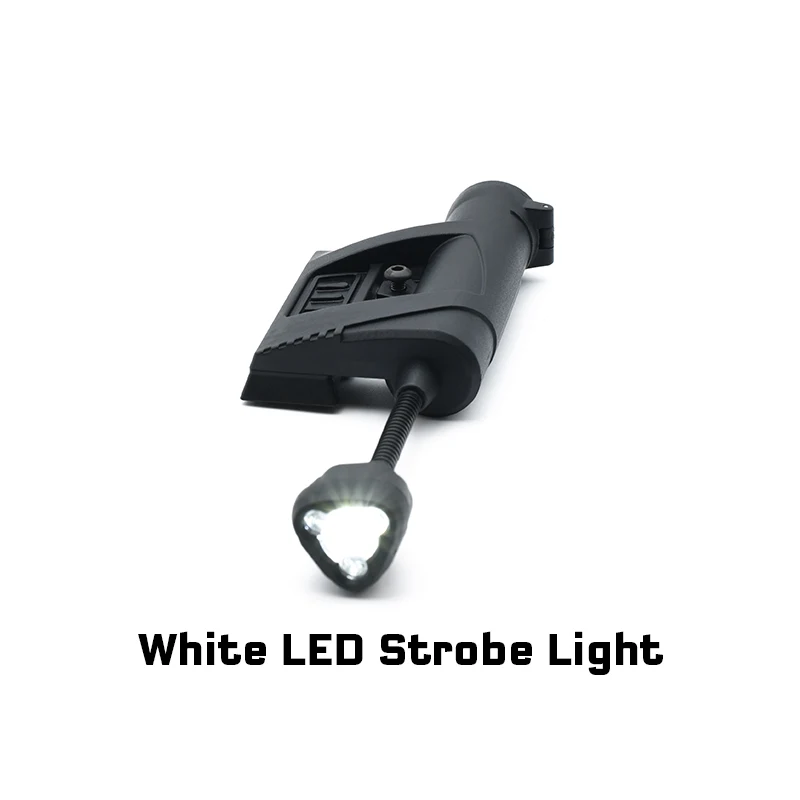 Vista lateral de la linterna MPLS mostrando los dos LEDs