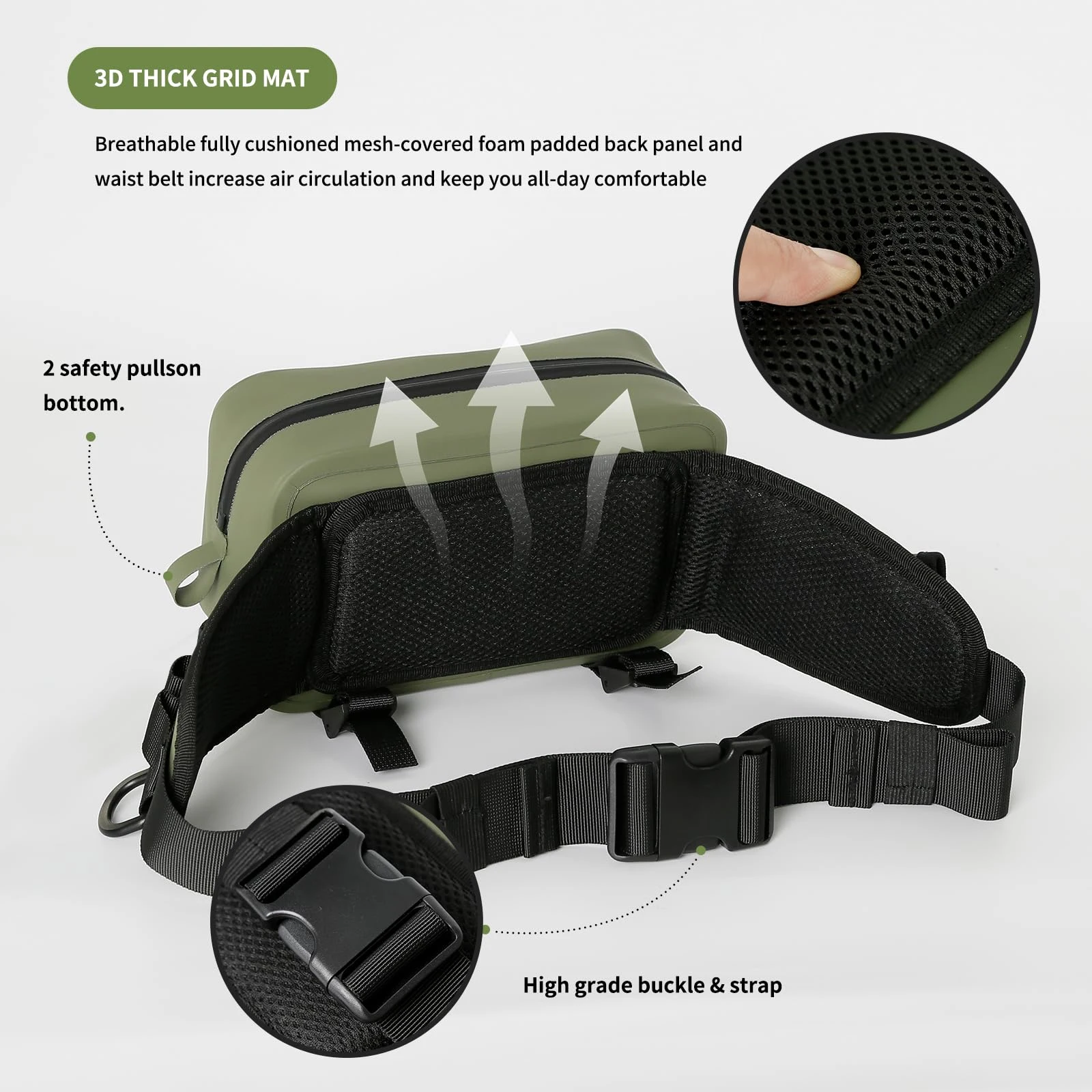 Riñonera impermeable táctica para pesca compacta con cierre hermético - imagen 4