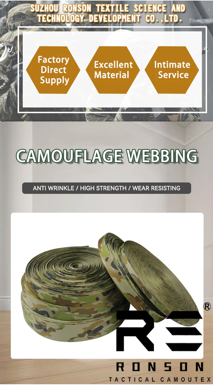 Detalle del camuflaje y la trama del webbing