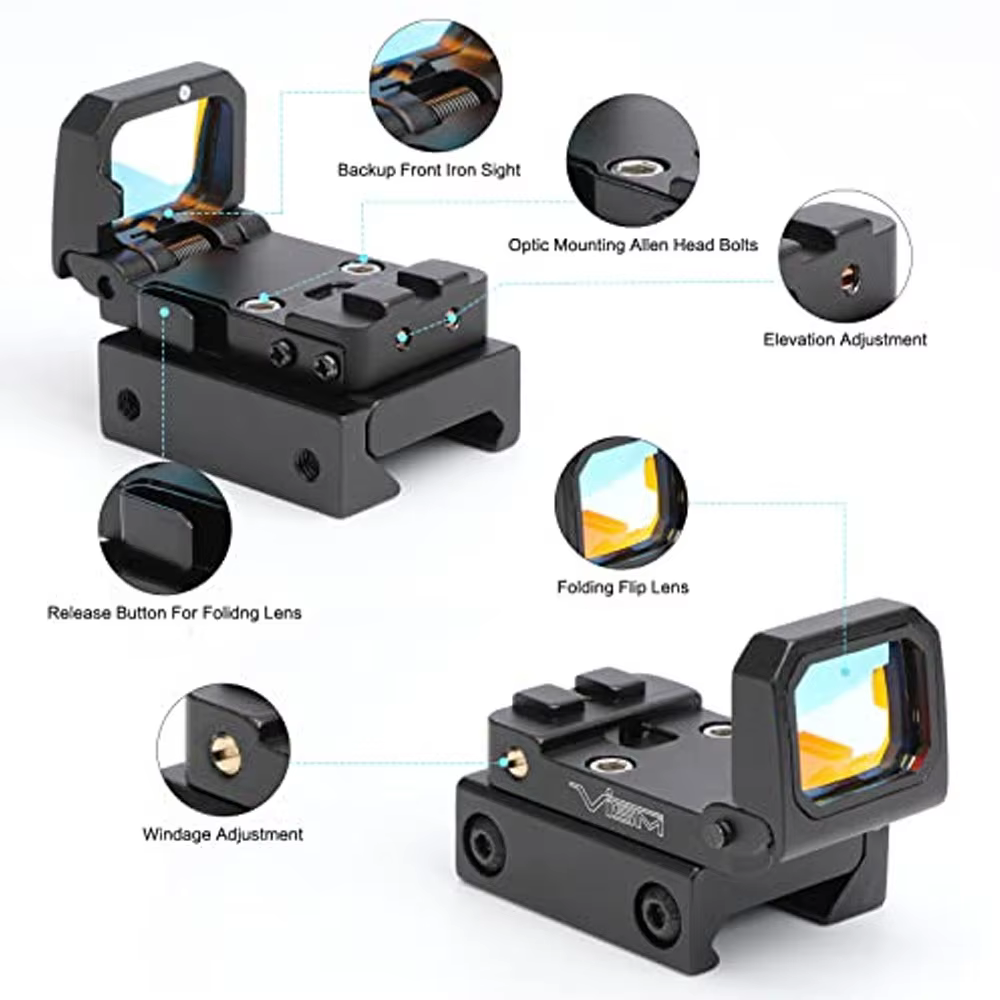 Mira punto rojo holográfica compacta PRO abatible con montura Picatinny - imagen 2