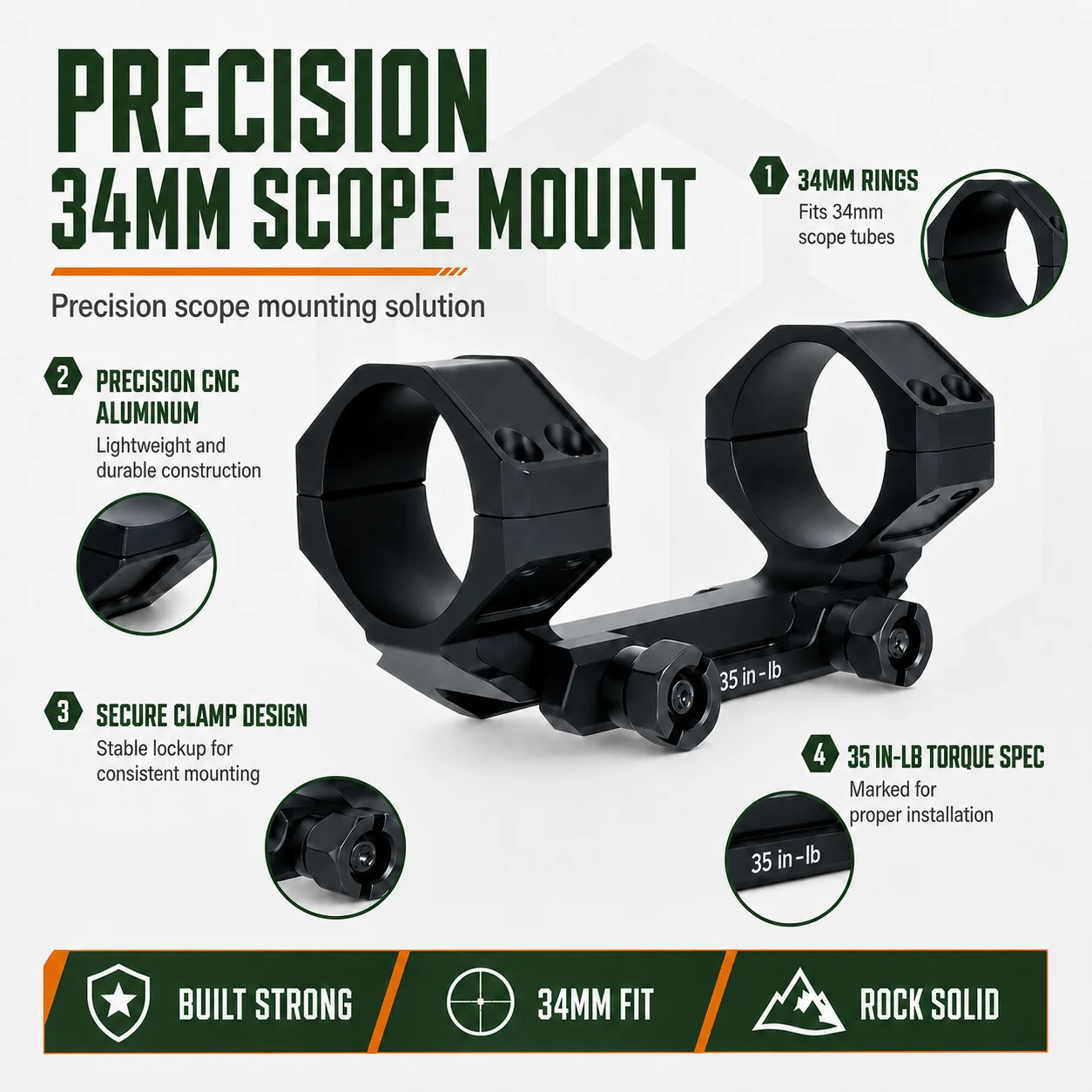 Montura cantilever Picatinny para visor táctico LPVO de 34 mm - imagen 3