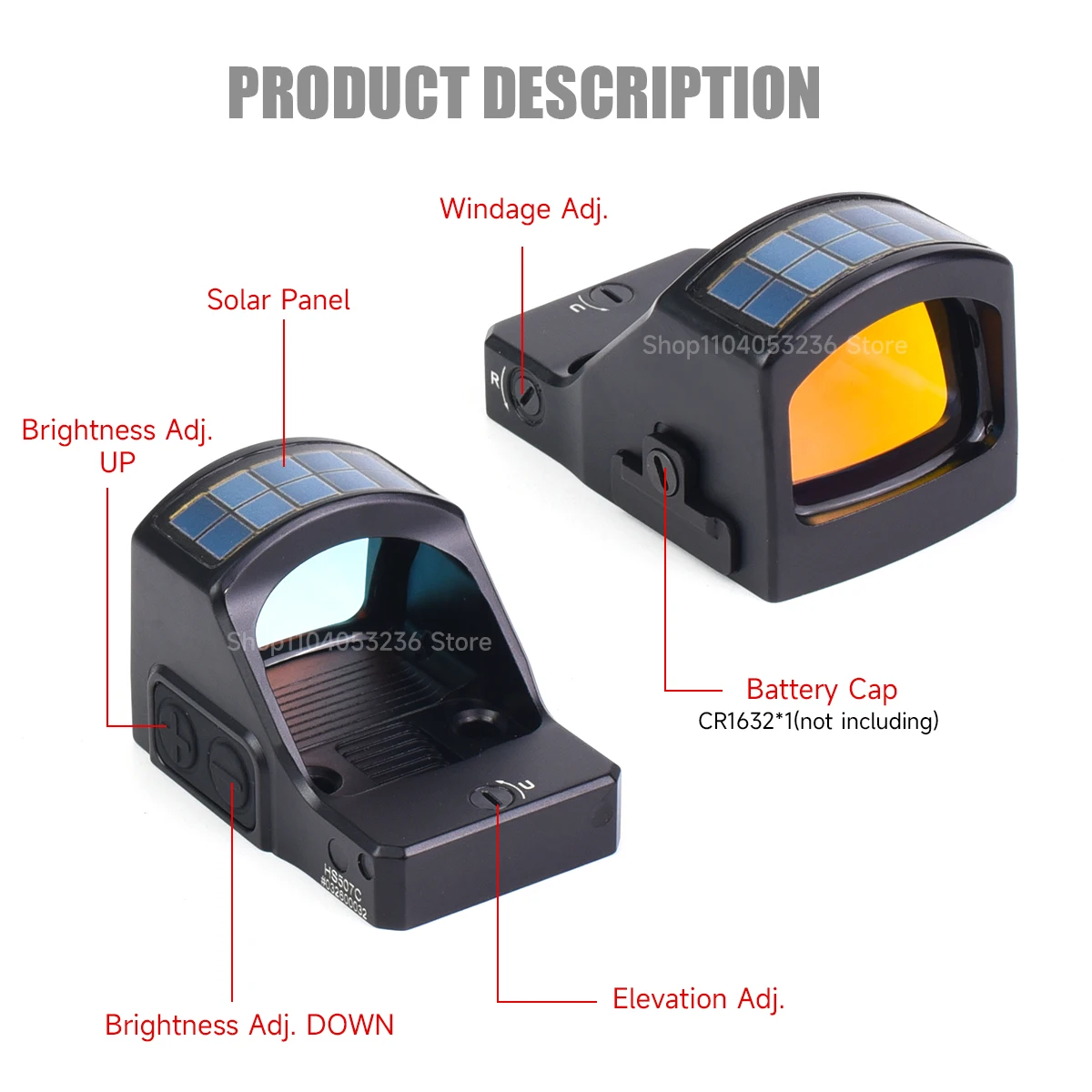 Mira Reflex HS507C con Duplic Reticle – Para Pistol y Rifle 20mm - imagen 5