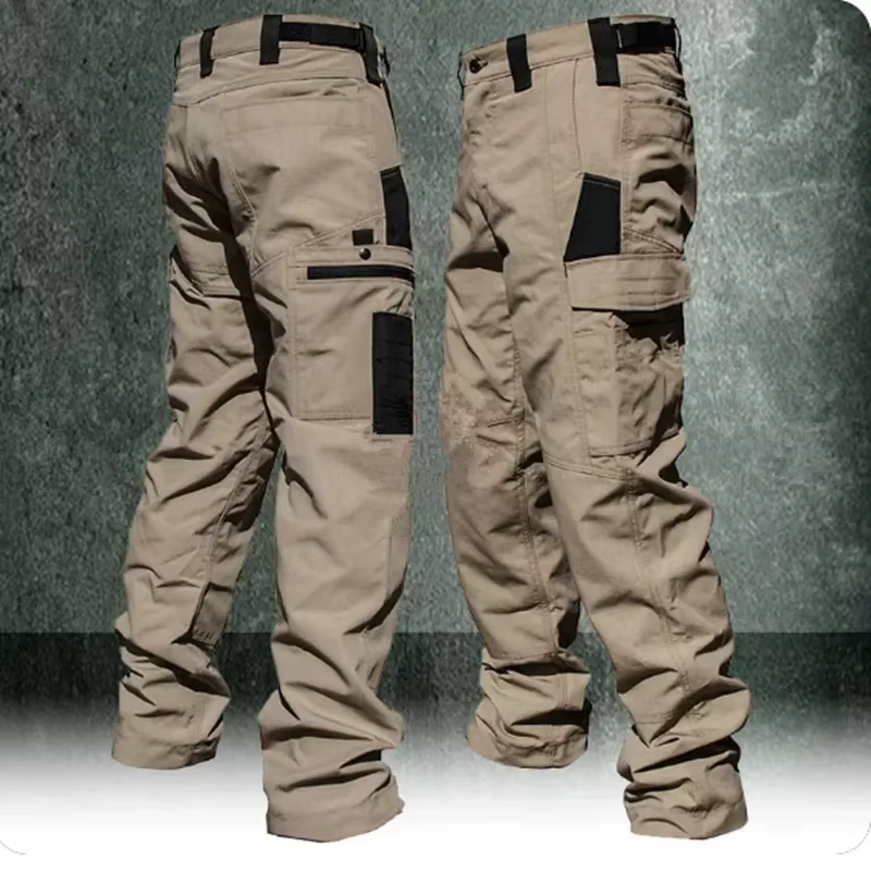 Pantalón táctico cargo recto con multibolsillos resistente duradero