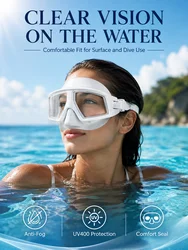 JSJM Máscara de buceo de bajo volumen antivaho para apnea y snorkel