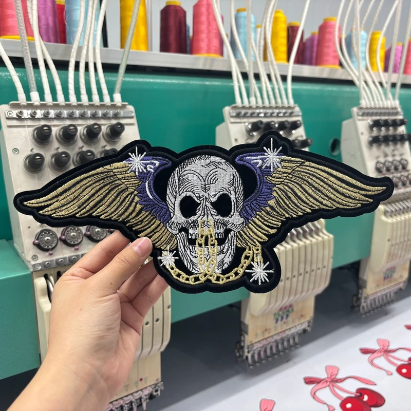 Parche termoadhesivo bordado calavera Punk para ropa táctica - imagen 4