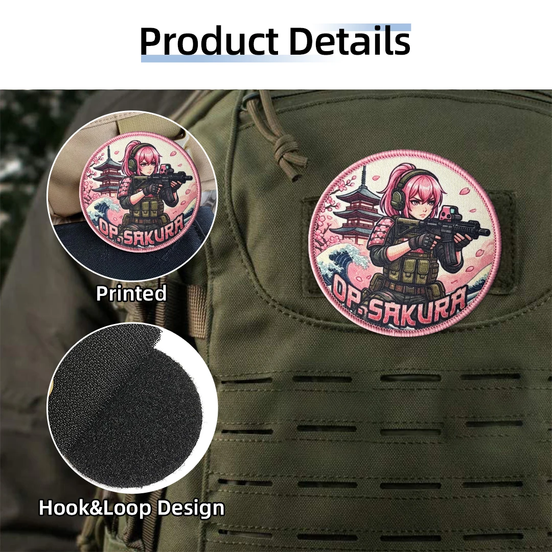 Parche táctico anime OP SAKURA con cierre velcro para mochila - imagen 3