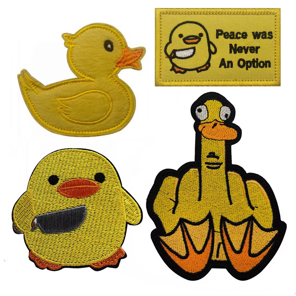 Parches de velcro bordados con pato amarillo