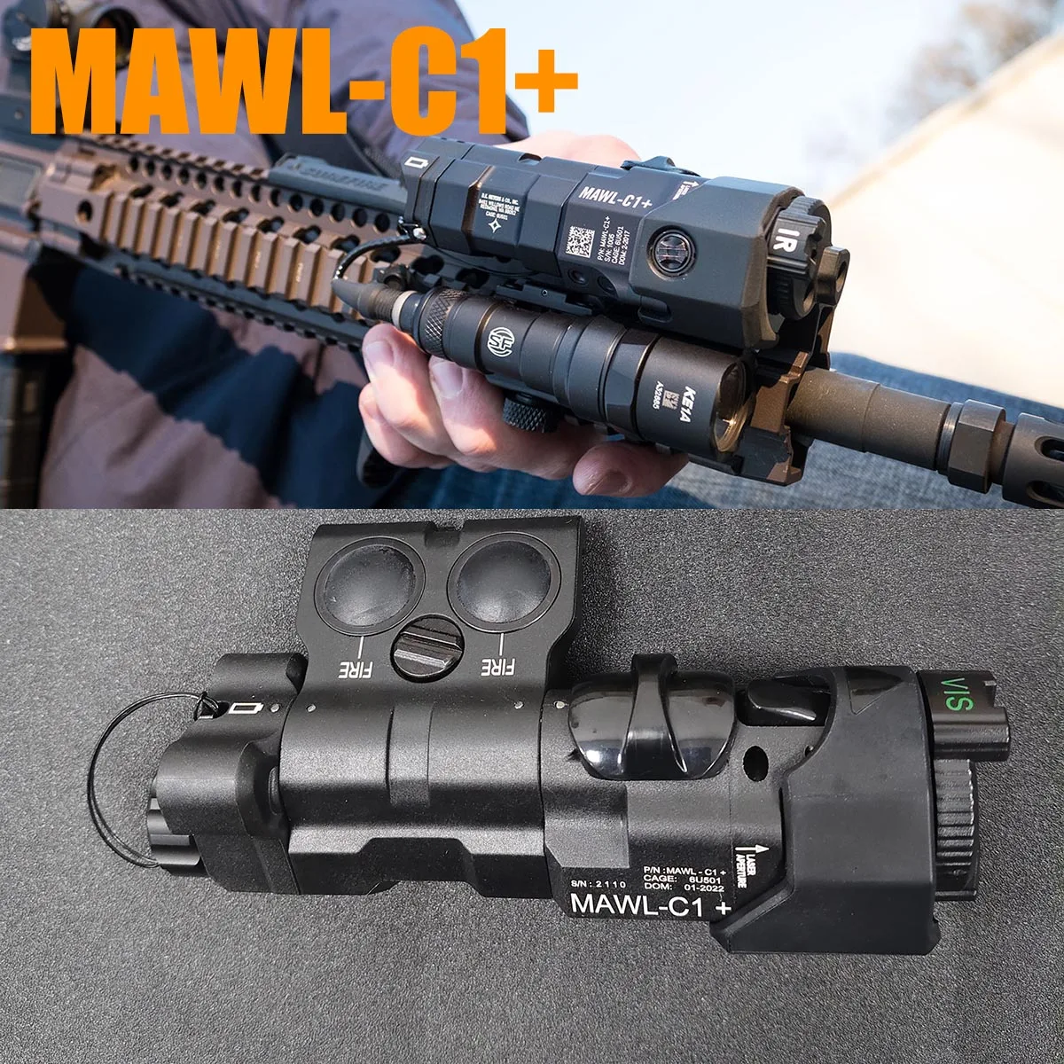 Linterna táctica MAWL-C1+ con láser rojo y puntero IR