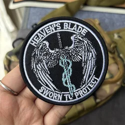 Parche táctico bordado militar alas y espada con velcro