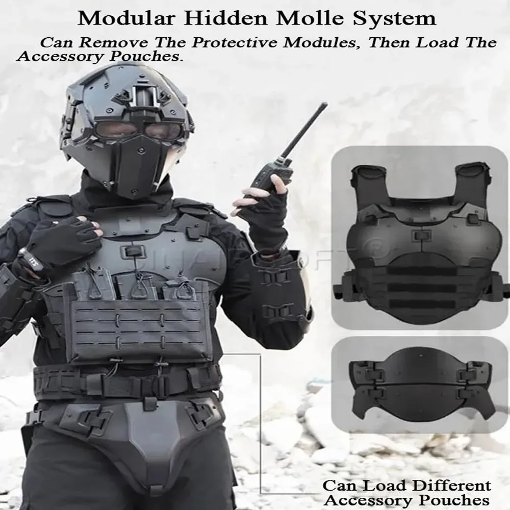 Chaleco táctico paintball protecciones extraíbles codera peto - imagen 5